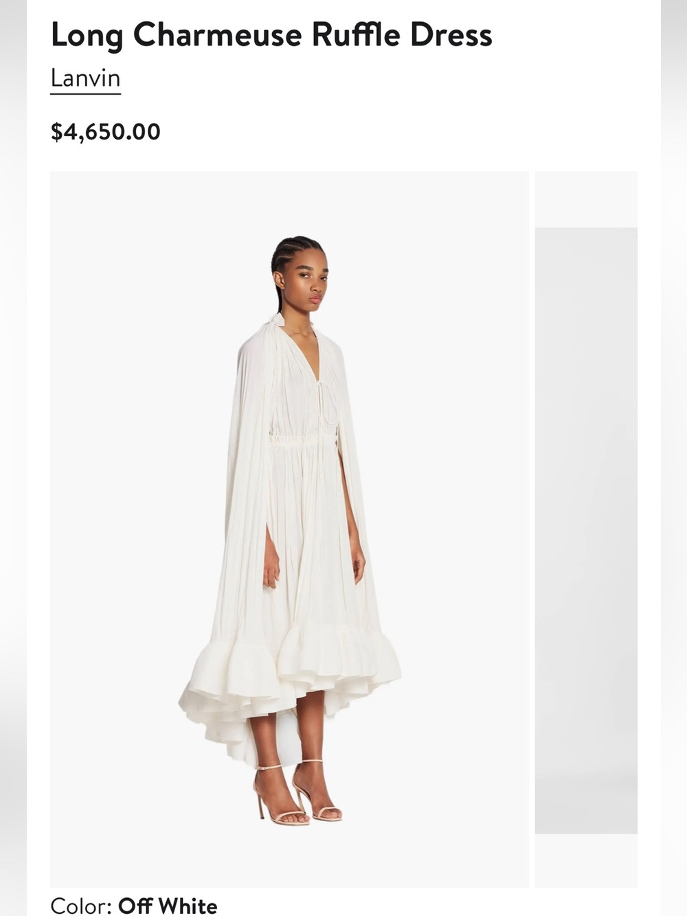 Ruffled midi dress with cape sleeves ivory NWOT - Picture 7 of 10